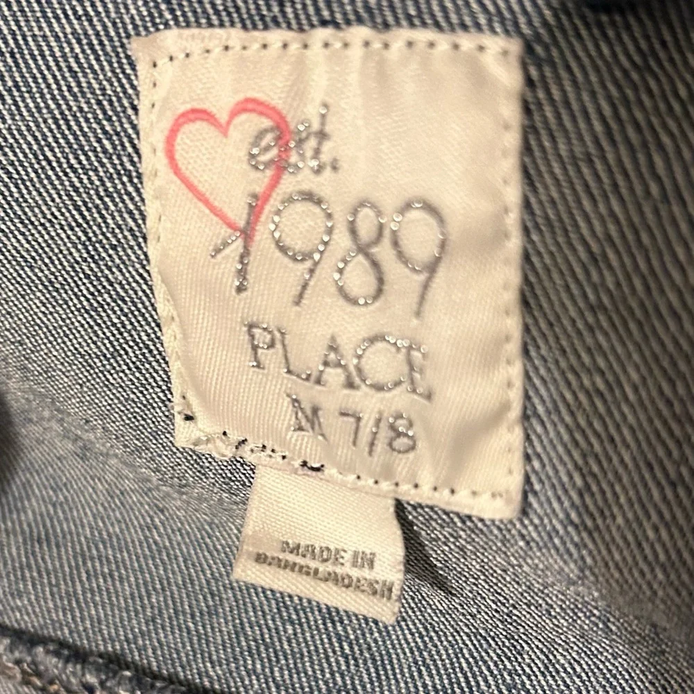 EST 1989 PLACE Girls Denim Button Up Cotton Jean Jacket w Pockets Size M 7/8